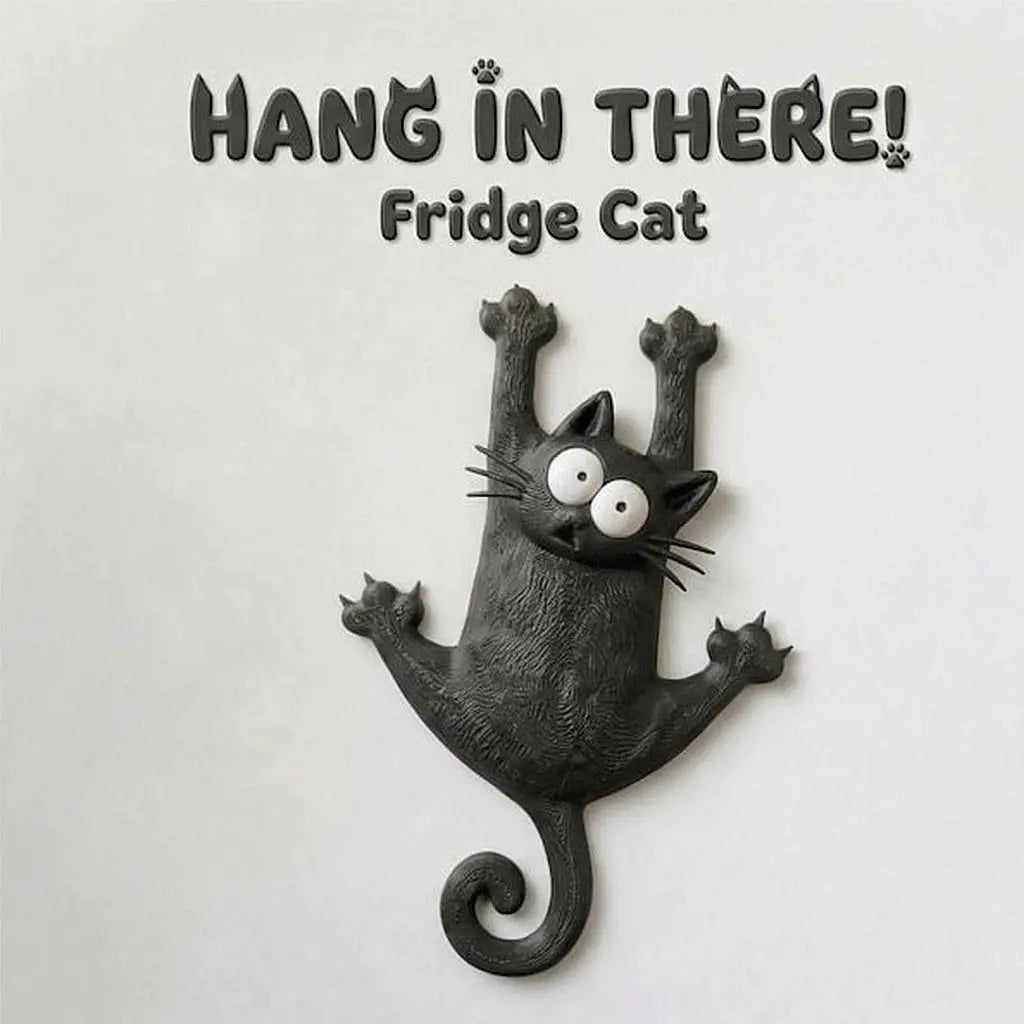 Magnetic Fridge Cat refrigerator magnet by Simples Market, black cat with white eyes
