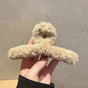 CosyGlam Winter Faux Fur Hair Claw Clip Acrylic Crab Barrette For Cosy Winter Styles