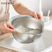 Stainless Steel 304 Rice Washer Strainer Bowl For Rice Washing And Fruit And Vegetable Colander Kitchen Tools