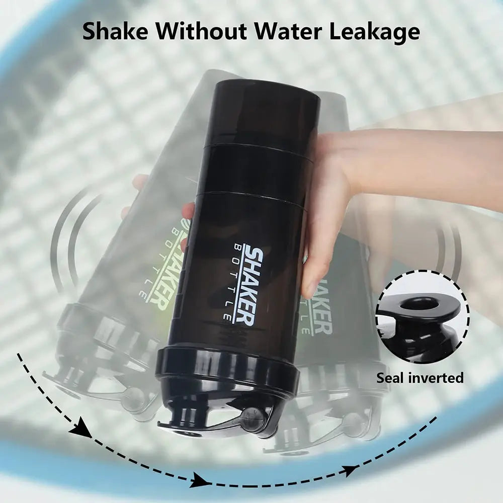 3 Layer Shaker Bottle Protein Powder Shake Cup With Multi Layer Design For Fitness And Bodybuilding