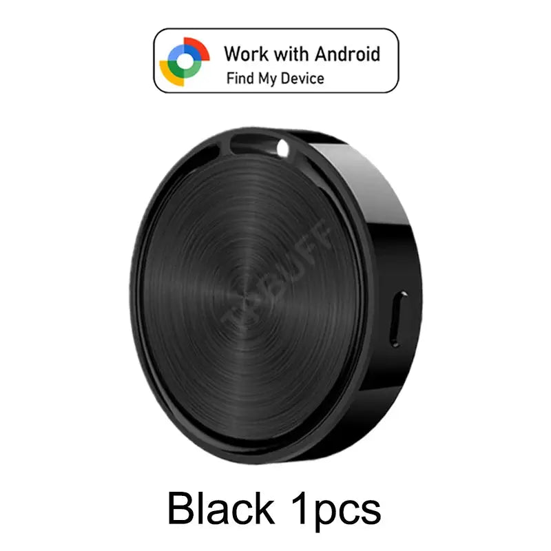 Round black Bluetooth GPS tracker for Android Find My Device, 1 piece