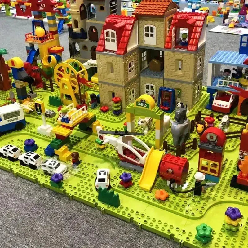 Big Building Blocks Compatible With Large Bricks Road Plates Car Parking Fuel Station Traffic Educational Toys For Kids