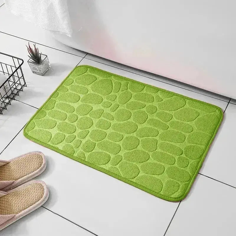 CozyNest Embossed Fiber Carpet Anti Slip Mat With Memory Foam Velvet Pebble Pattern For Bathroom And Living Room