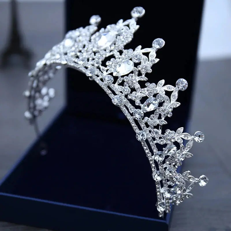 Crystal Wedding Tiara For Bride Silver Color Bridal Crown Diadem Veil Tiaras Hair Accessories Head Jewelry