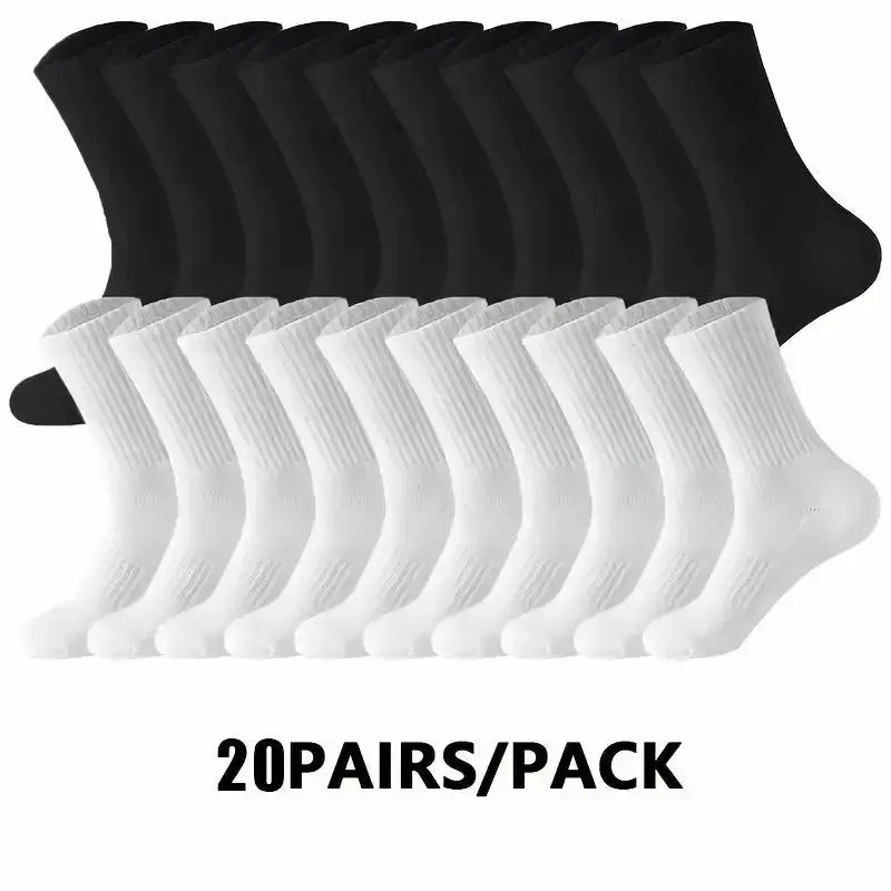 Neutral Solid Color Crew Socks Pack 5 10 20 Pairs Breathable Sweat Absorbing All Season Polyester Elastane Blend