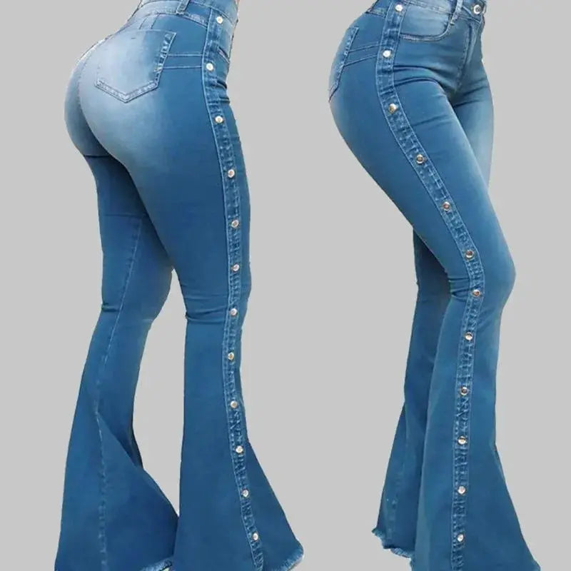 High Waist Stretch Denim Flare Jeans For Women Trousers Autumn 2024