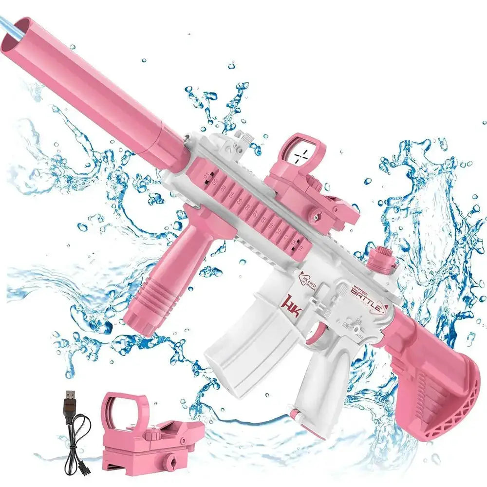Unilabo M416 Electric Water Gun Battery Powered with External Water Bottle Attachment for Kids and Adults Outdoor Fun