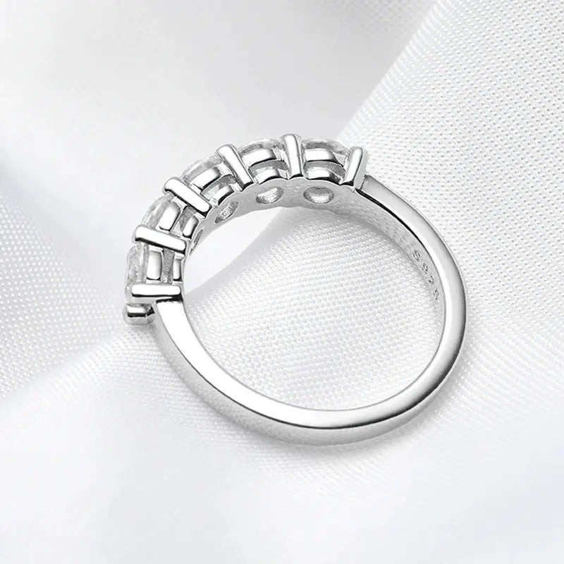 White Gold D Color 4mm Moissanite Ring For Women 1.5CT Stone Wedding Band GRA Certified S925 Sterling Silver