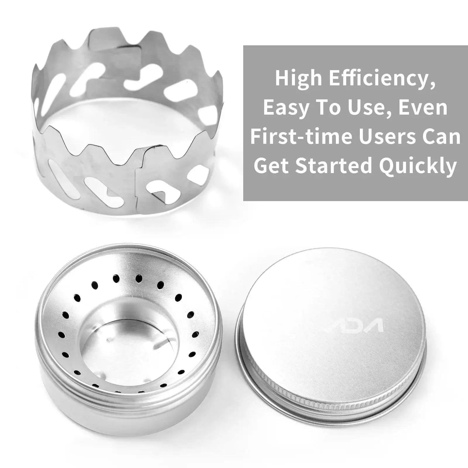 Mini stove set by Simples Market: 3-piece 40ml aluminum alcohol burner with stainless windshield, portable camp stove