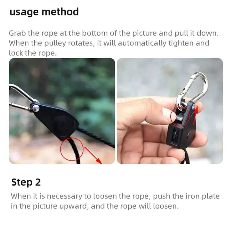 Simples Market 4-pack 8in adjustable wind rope lanyards with pulleys for tent, fan, plant lamp hanging