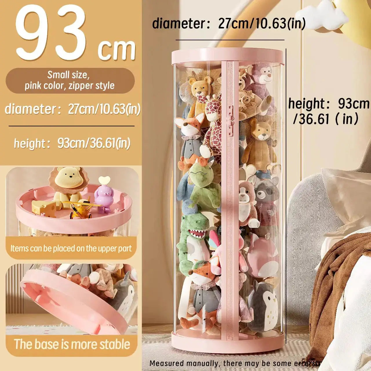 Transparent Doll Storage Box For Plush Toys And Dolls DIY Zipper Tube Organizer Christmas Gift For Kids