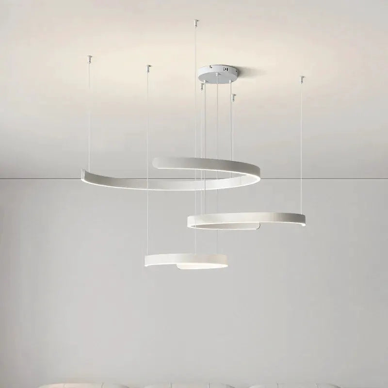 Modern Ring LED Ceiling Chandelier by Simples Market; white multi-ring pendant lights