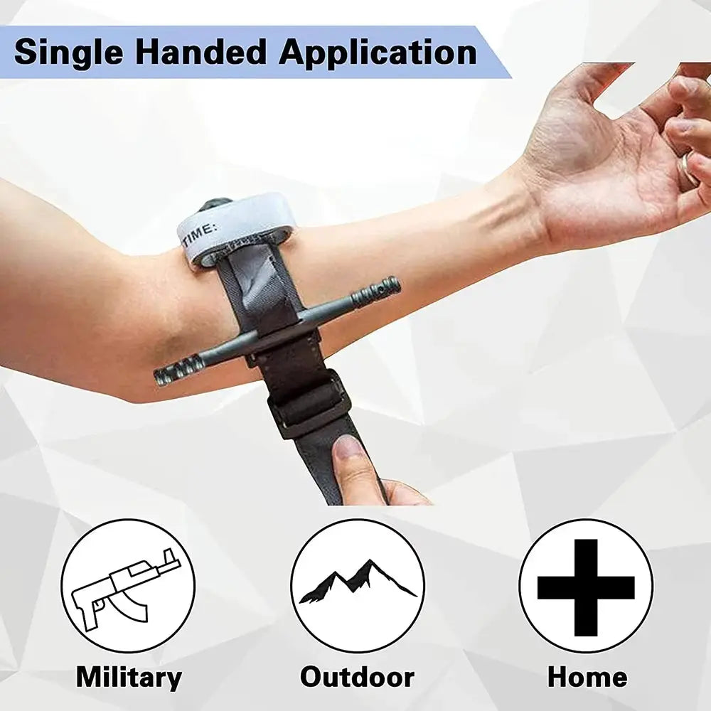 Simples Market combat tourniquet for single-handed use, 65/75/95 cm, black strap with windlass