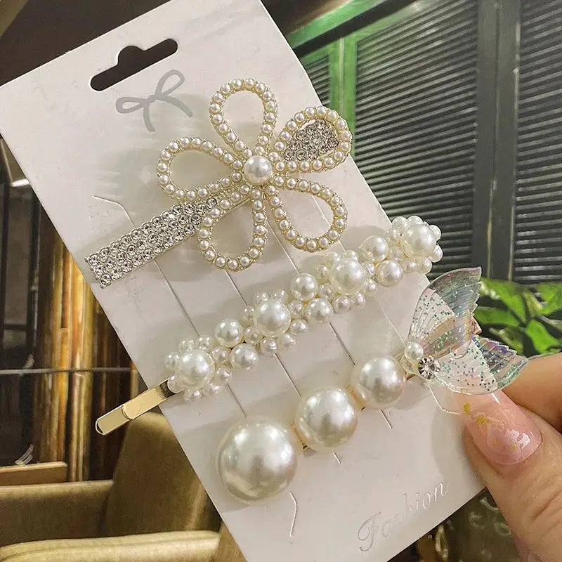 Korean Inspired Luxe Pearl Hair Clips With Geometric Alloy And Plastic Pins For Women Secure Fashion Accessory