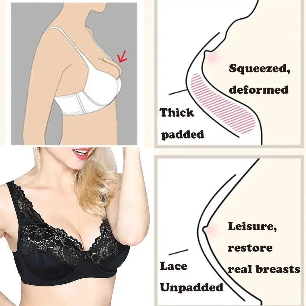 Two bras: white and black lace underwire bras for women, plus-size lingerie
