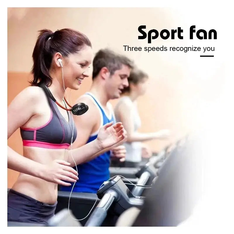 USB Portable Neck Fan Hands Free Dual Mini Sports Fan 3 Speed Adjustable Rechargeable 360 Degree Rotation