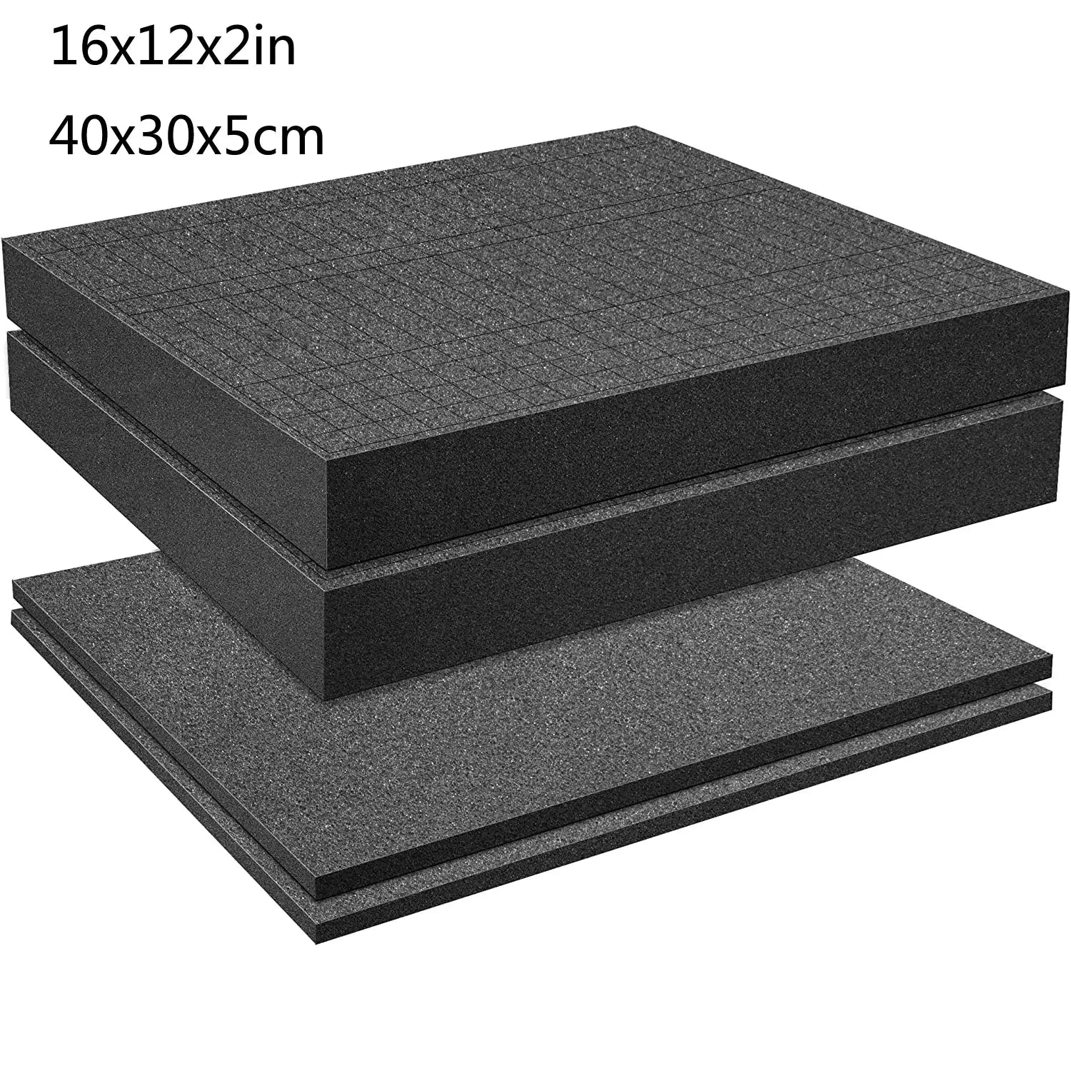 4-pack Simples Market pick-apart foam inserts, dark gray grid sheets for board game box storage (16x12x2in)