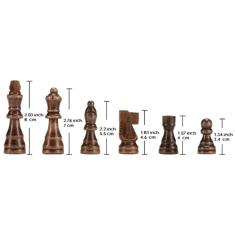 32 Pieces Wooden Chess Set Staunton Style Tournament Chessmen 8cm King Height No Board