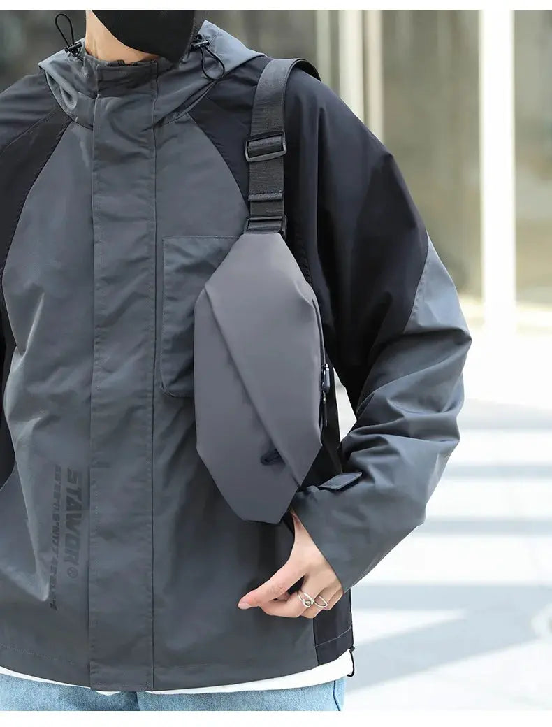 Waist bag by Simples Market, gray with black strap, crossbody design