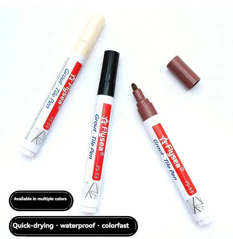 Simples Market grout pen set of 3 in black, beige, white for tile seams; waterproof, quick-drying tile markers.