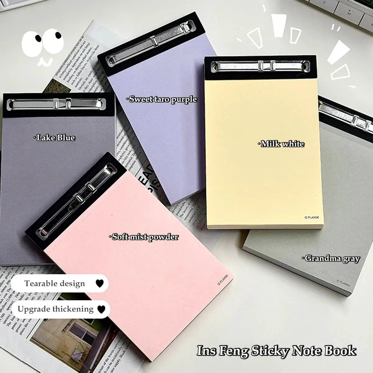 Pastel note books by Simples Market, 5-color set, 75 sheets, non-adhesive.