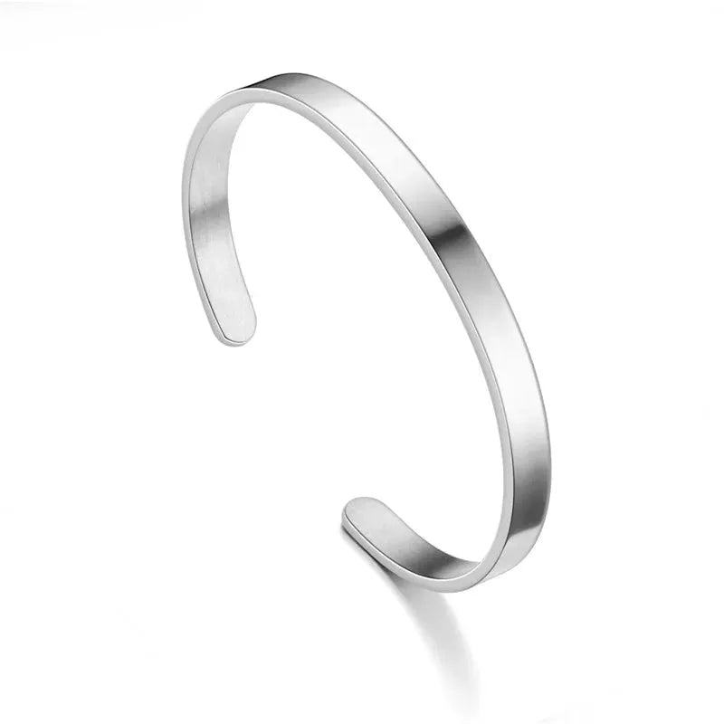 New Classic Simple Unisex Open Adjustable Stainless Steel Bracelet 4mm Gloss Finish
