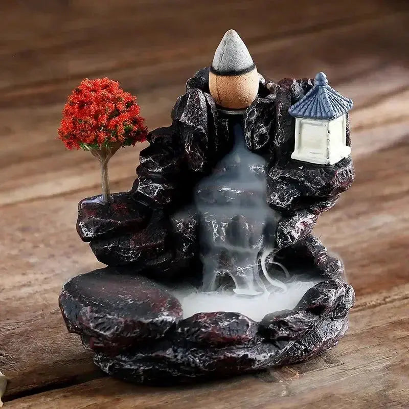 Incense Burner Mountain River Waterfall Backflow Zen Censer Holder for Home Decor