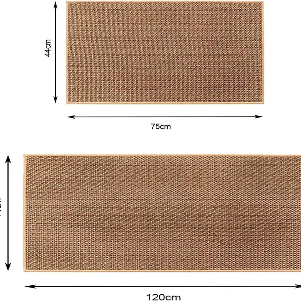 Kitchen rug runner set of 2 by Simples Market, washable non-slip faux sisal with natural rubber back in beige