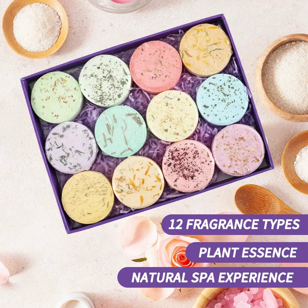 Aromatherapy Shower Steamers 12 Pack Gift Set With Essential Oils For Self Care Spa Birthday Gifts For Women