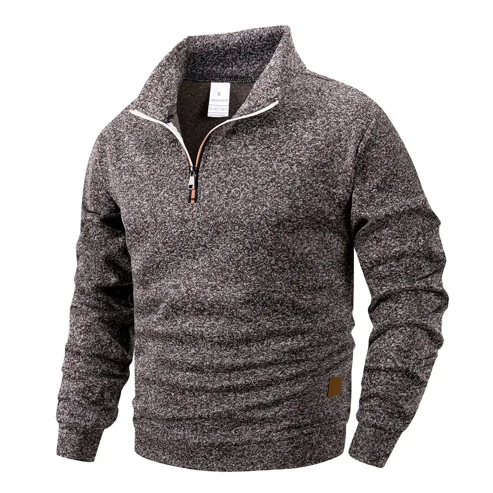 Spring Autumn Mens Standing Collar Half Zip Sportswear Long Sleeve Knitted Pullover Sweatshirt For Daily Casual Wear