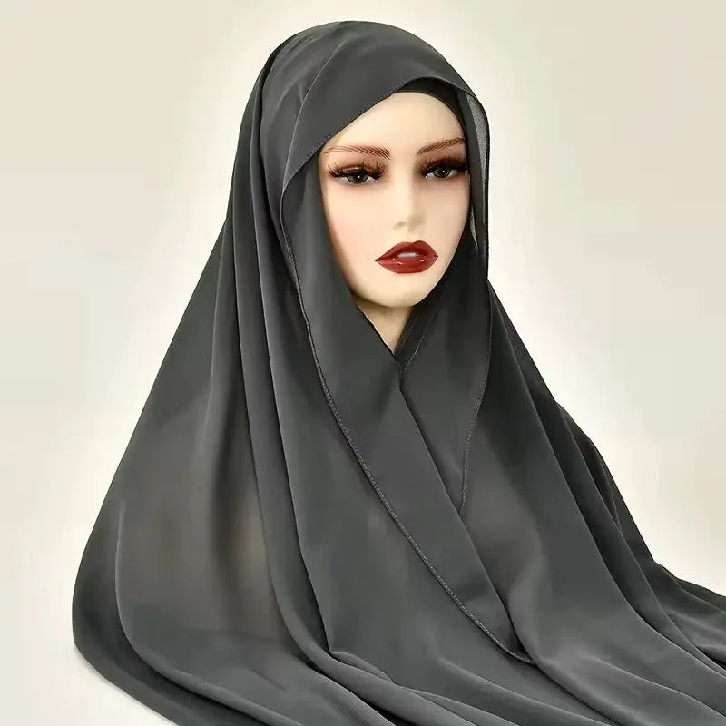 NovaVibe Instant Chiffon Hijab Magnetic Buckle Solid Color Muslim Scarf Effortless Wear