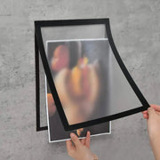 3 Pack Magnetic Photo Frame Set Self Adhesive Wall Frames For Photos And Notes Matte Black Minimalist Home Office