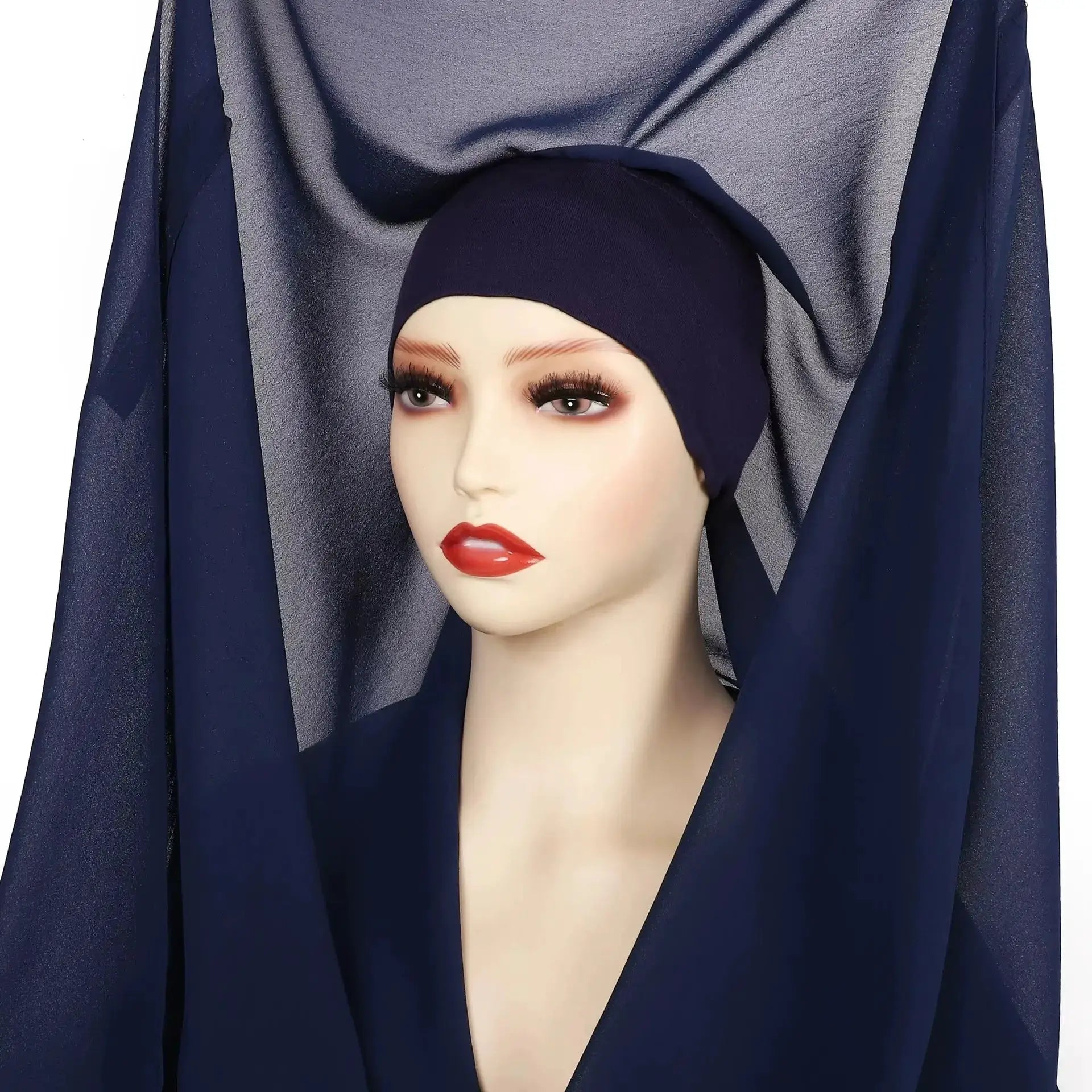 NovaVibe Instant Chiffon Hijab Magnetic Buckle Solid Color Muslim Scarf Effortless Wear