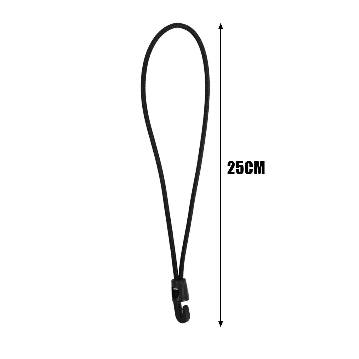 Bungee cord with hook, black elastic rope, 25 cm length — Simples Market