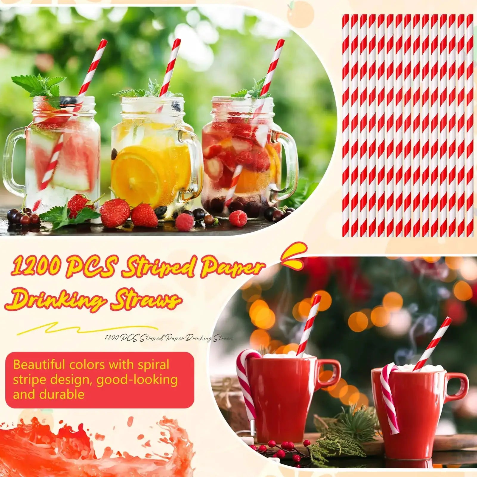 Red And White Striped Disposable Paper Straws For Coffee Milk Juice Cocktails Party Drinkware 50 Or 100 PCS