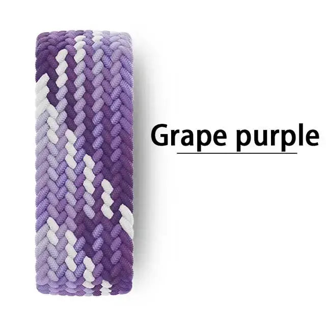 Braided Apple Watch band in grape purple with white accents