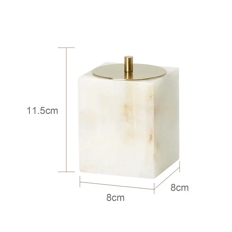 Simples Market white onyx marble soap dispenser with gold pump lid