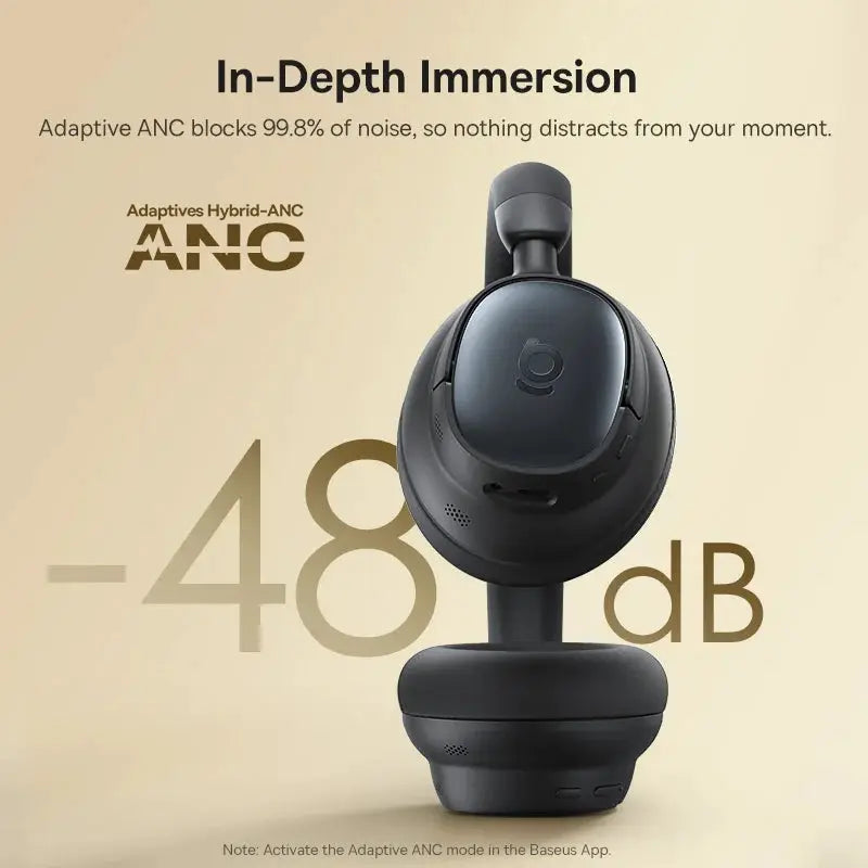 Baseus Bowie MH1 Bluetooth over-ear headphones in black with ANC noise cancellation