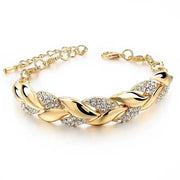 Luxurious Braided Leaf Bracelet With Crystal Charm For Women Ideal Gift For Wedding Anniversary Valentines Day Jewelry