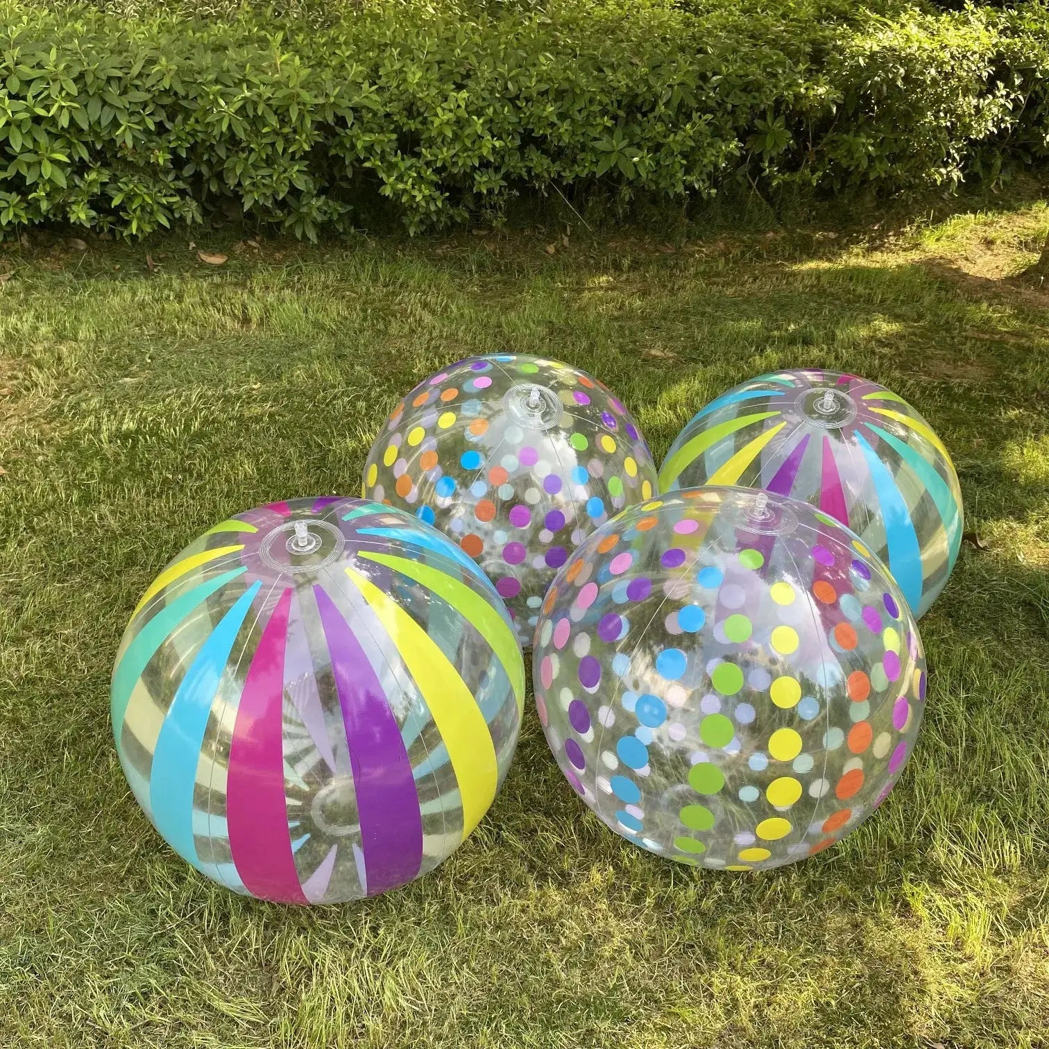 15.35 Inch Colorful Striped Transparent Inflatable Beach Ball For Beach Pool Party Games