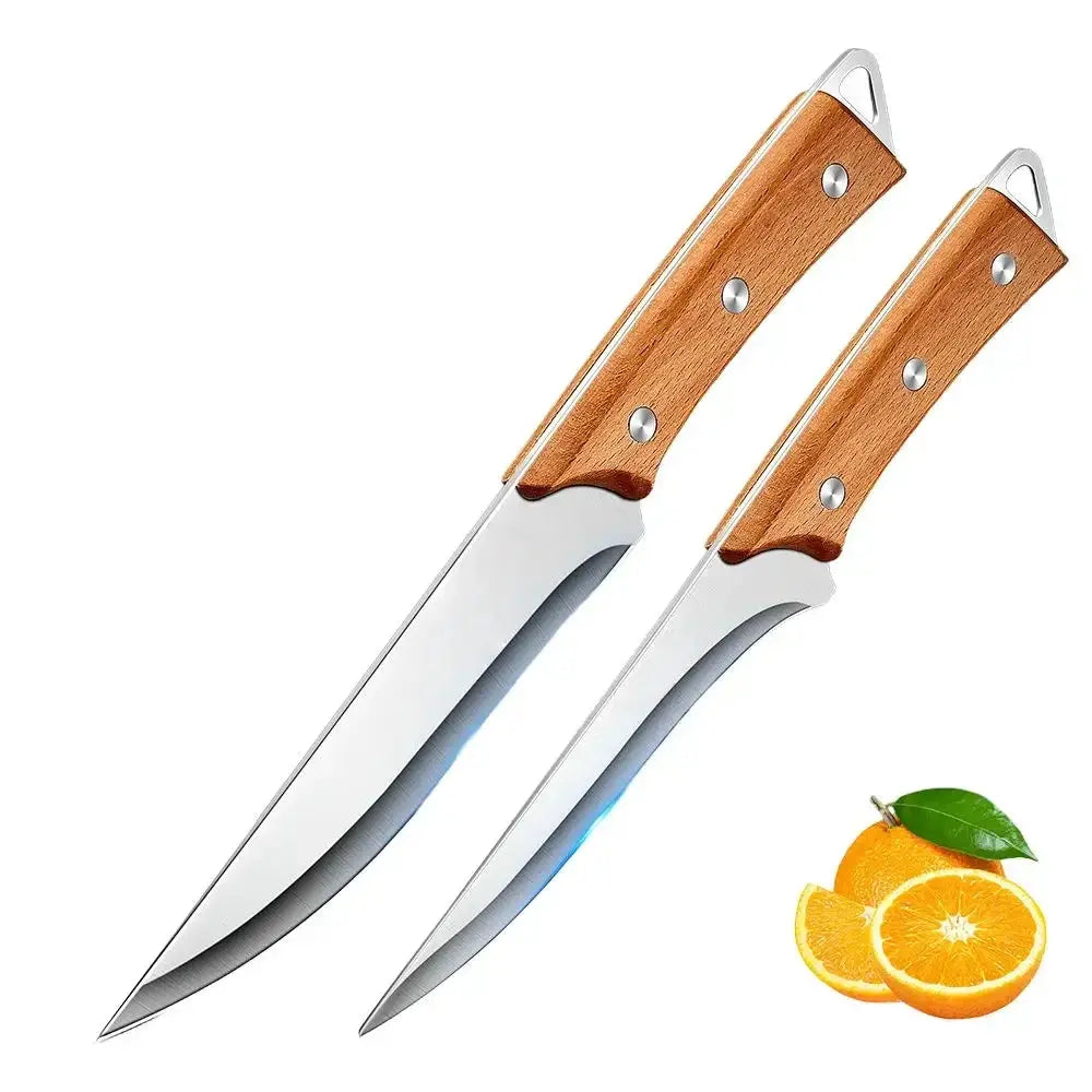 Stainless Steel Fillet Boning Knife Professional Chef Kitchen Knife Forged Meat Cleaver Fish Slicing Knife Wooden Handle