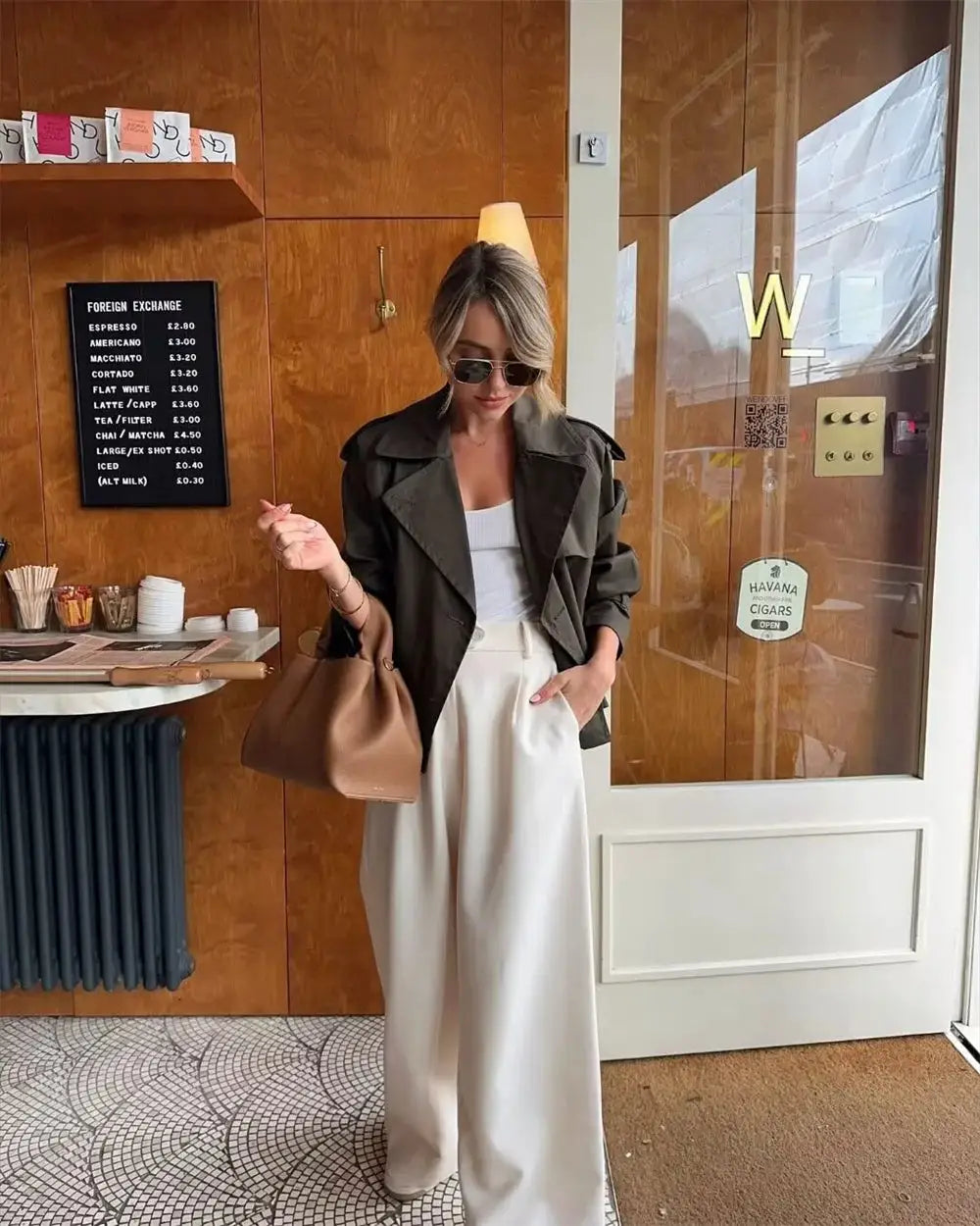 Urban Vintage Cropped Trench Coat For Women Double Breasted Style Spring Autumn Streetwear Outerwear