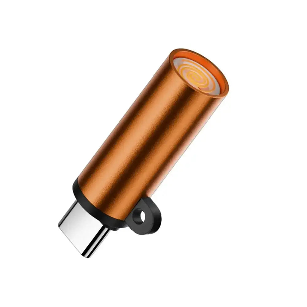 Type-C mini windproof lighter with copper body; portable outdoor flame starter