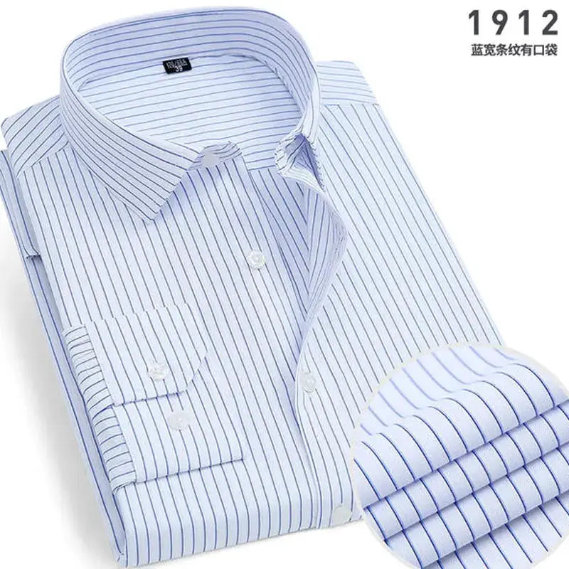 Men's striped dress shirts, light blue and white, long sleeves, business casual