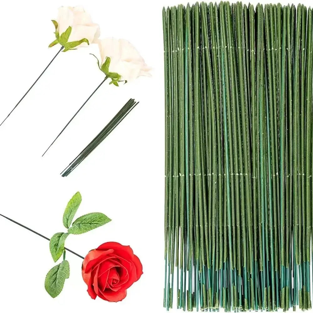 Green Flower Stem Sticks DIY Floral Material Handmade Wire Stem Self Adhesive Floriculture Tape Paper Tape For Bouquets