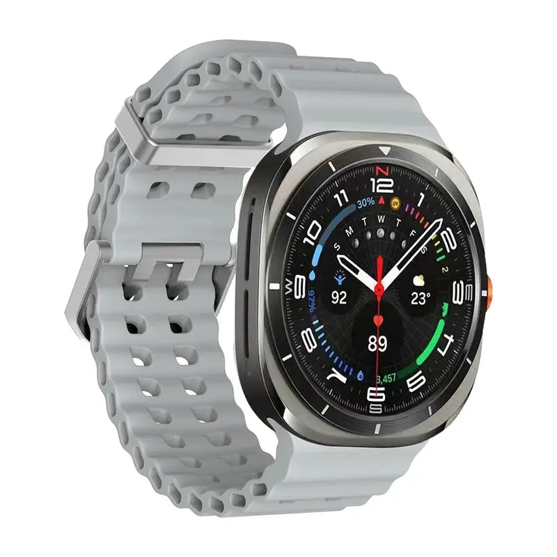 Marine Band silicone strap for Samsung Galaxy Watch Ultra2 47mm, light gray sport watchband