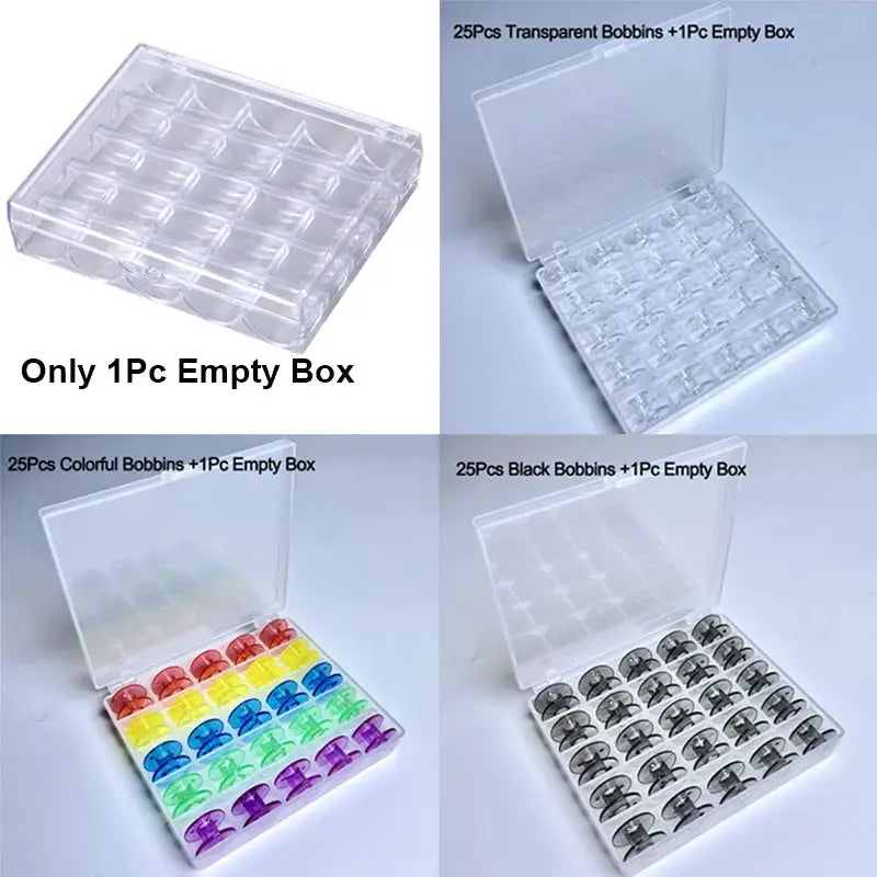1 Piece 25 Spools Empty Bobbins Storage Box For Sewing Accessories Tools Plastic Bobbin Case Knitting Needle Organizer