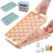 3D Round Ice Cube Tray With Lid Diamond Style Plastic Ice Mold Spherical Ice Ball Maker For Kitchen Bar