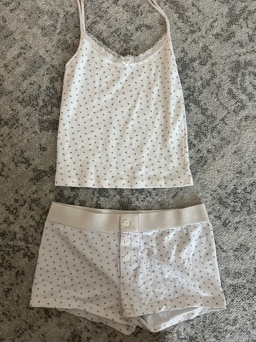 Strawberry Print Vest And Shorts Set For Women Eyelet Bow Tank Top
