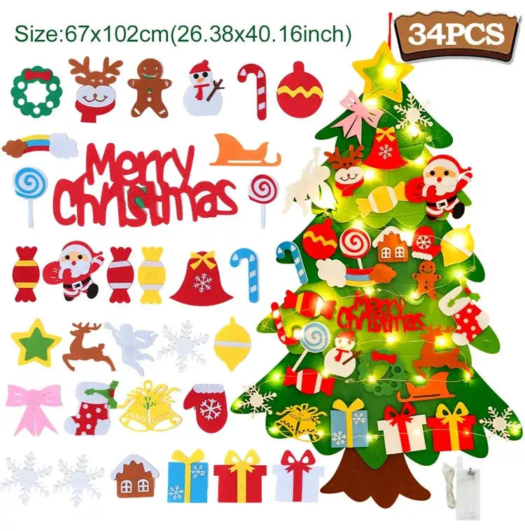 DIY Felt Christmas Tree Decoration Kit For Home Decor Xmas Navidad Noel 2025 Santa Claus Gift For Kids